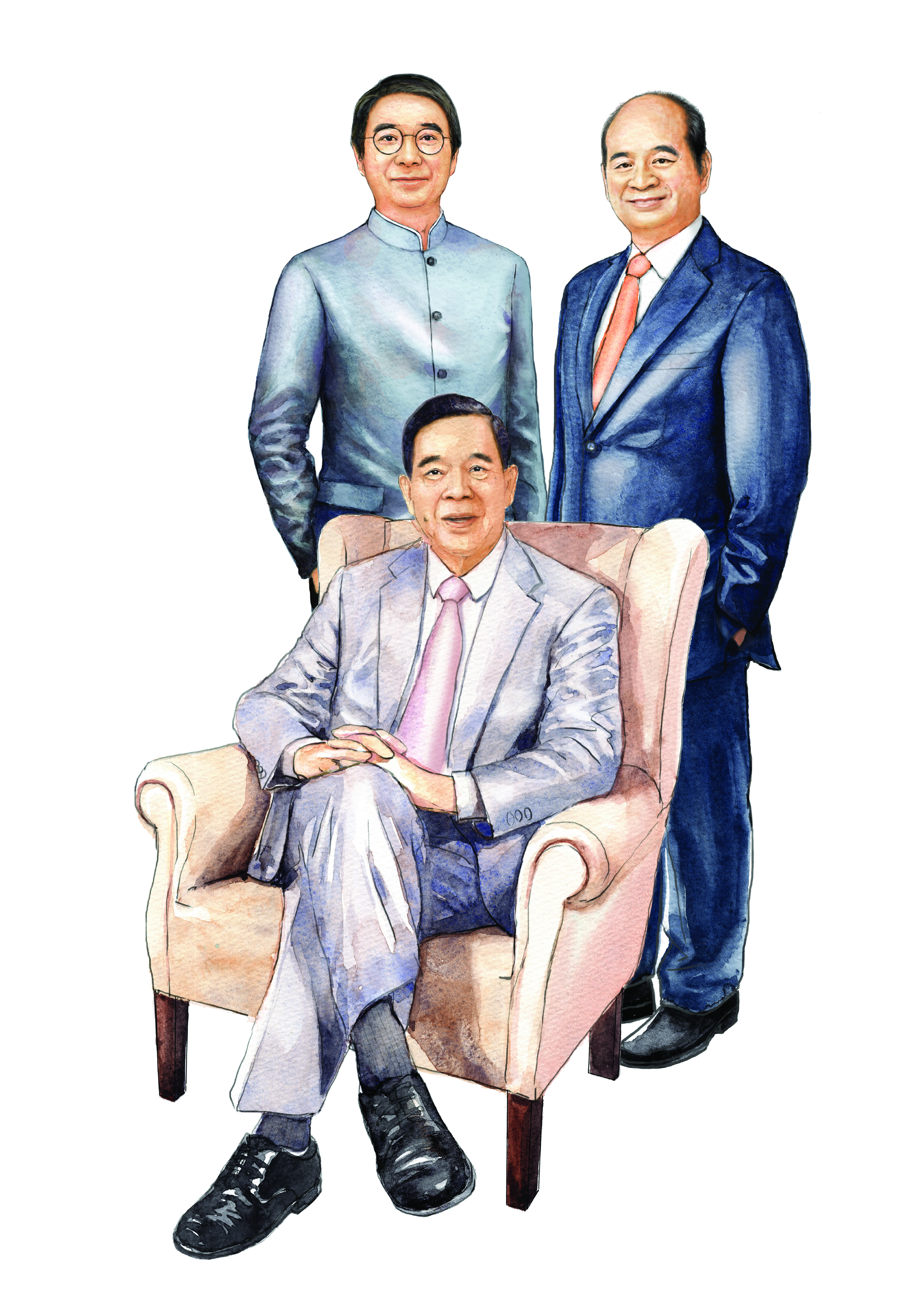 鄭裕彤博士與鄭家純博士及鄭家成先生